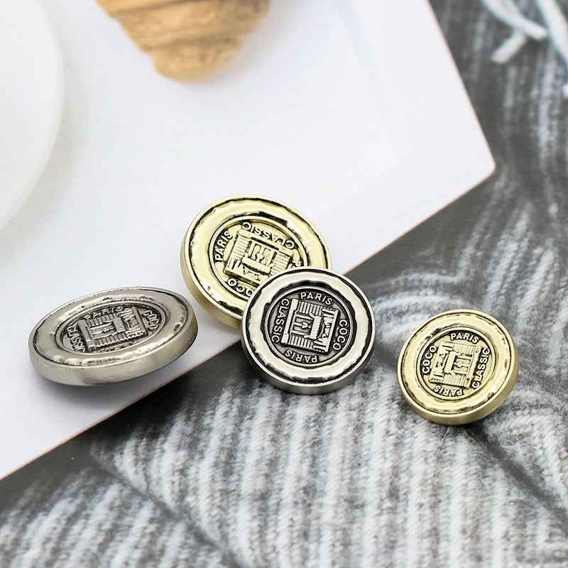 Frosted Gold Silver Vintage Parisian Style Metal Shank Buttons 48pcs
