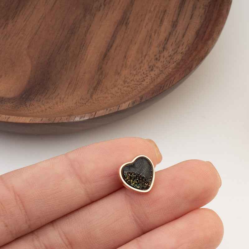 10mm Heart Shaped Buttons with Gold Edge Iridescent Finish 30pcs