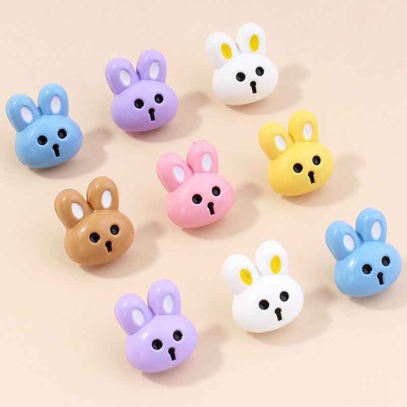 36-Pack Colorful Cute Rabbit 15mm Resin Shank Buttons