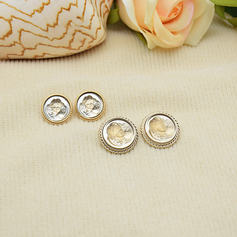 Classic Lady Portrait Resin Metal Buttons – 20-Piece (18mm/22mm)