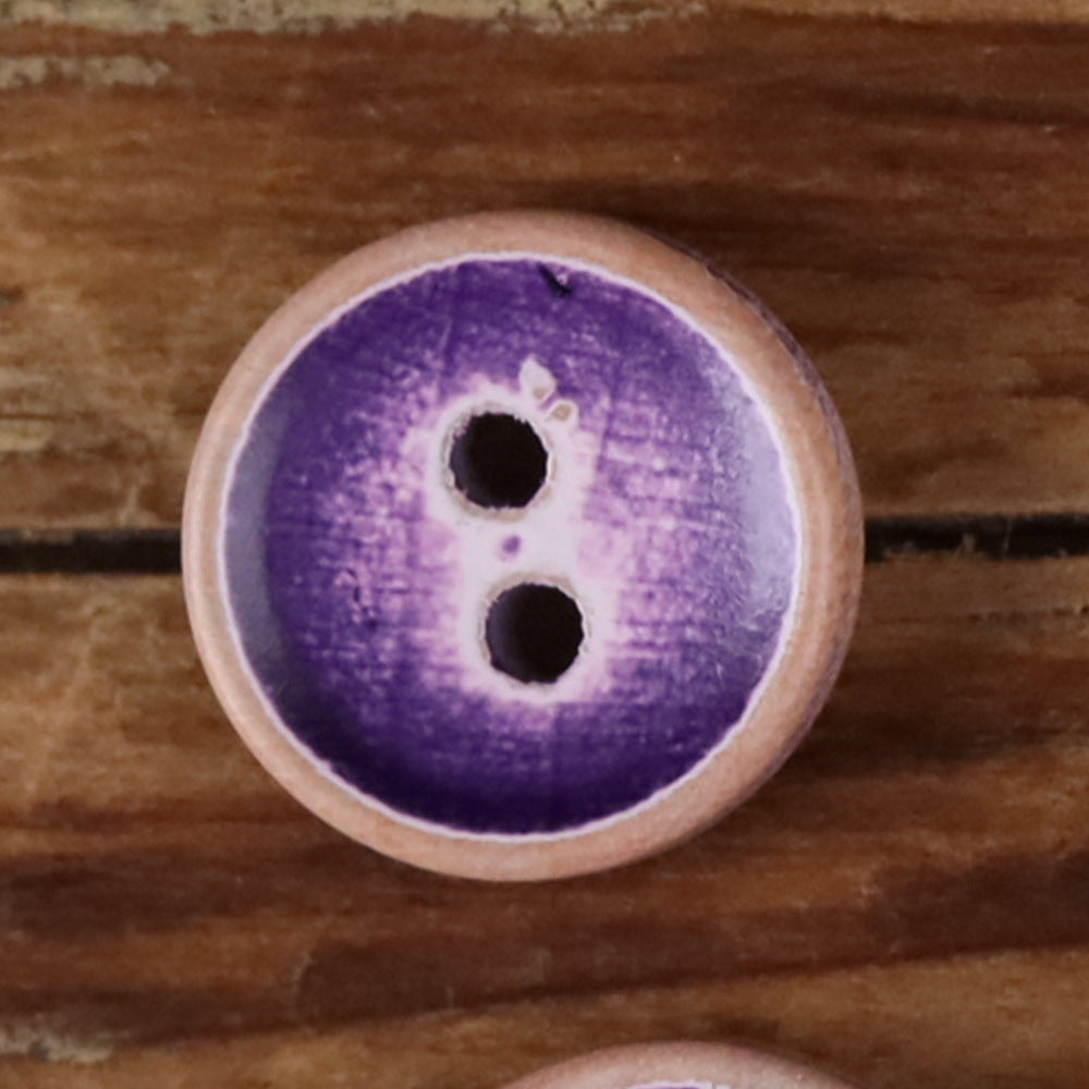 11.5mm Iridescent Wood Round 2-Hole Buttons – Set of 30