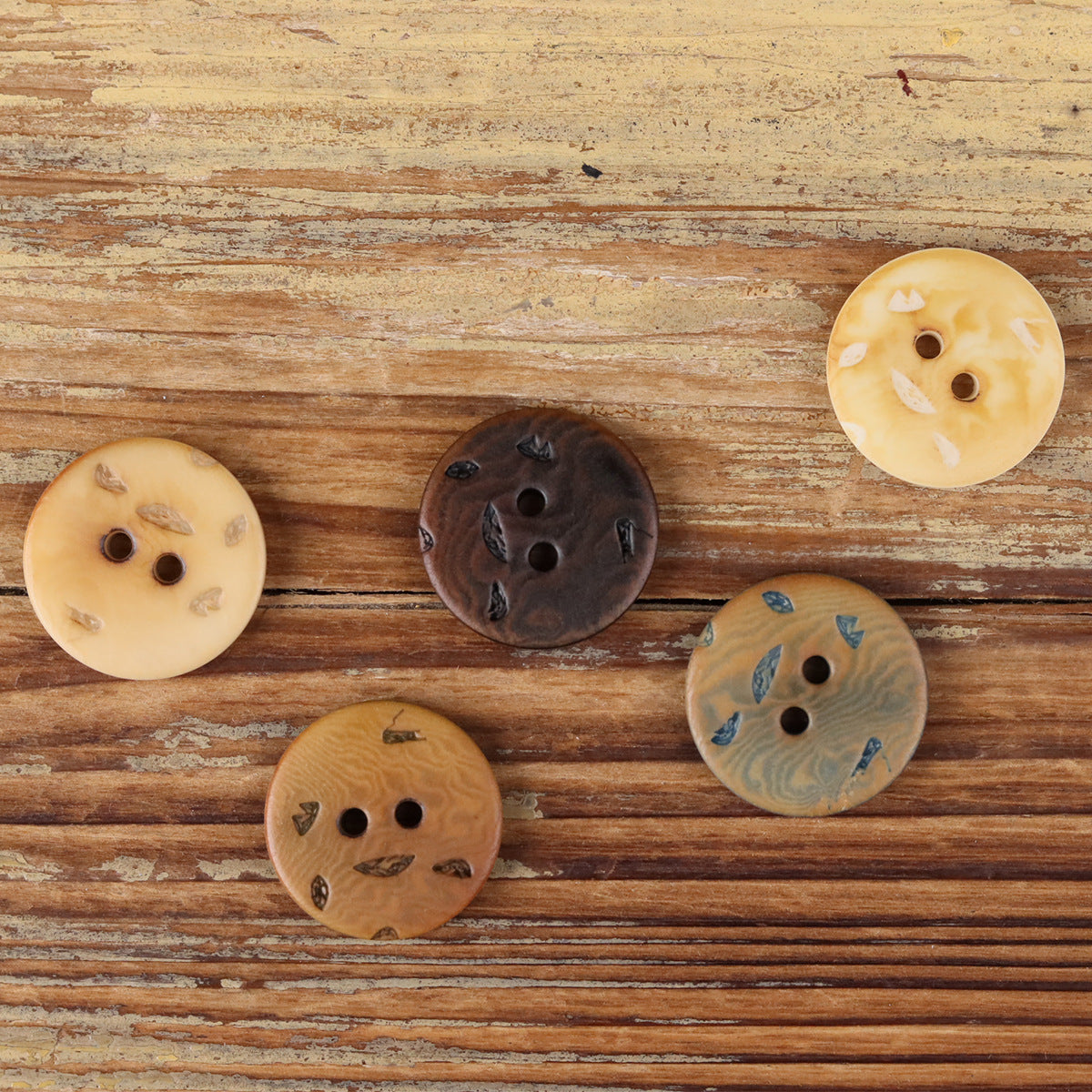 Natural Nut Round Flat 2-Hole Buttons – Artisan Vintage Style – Set of 20