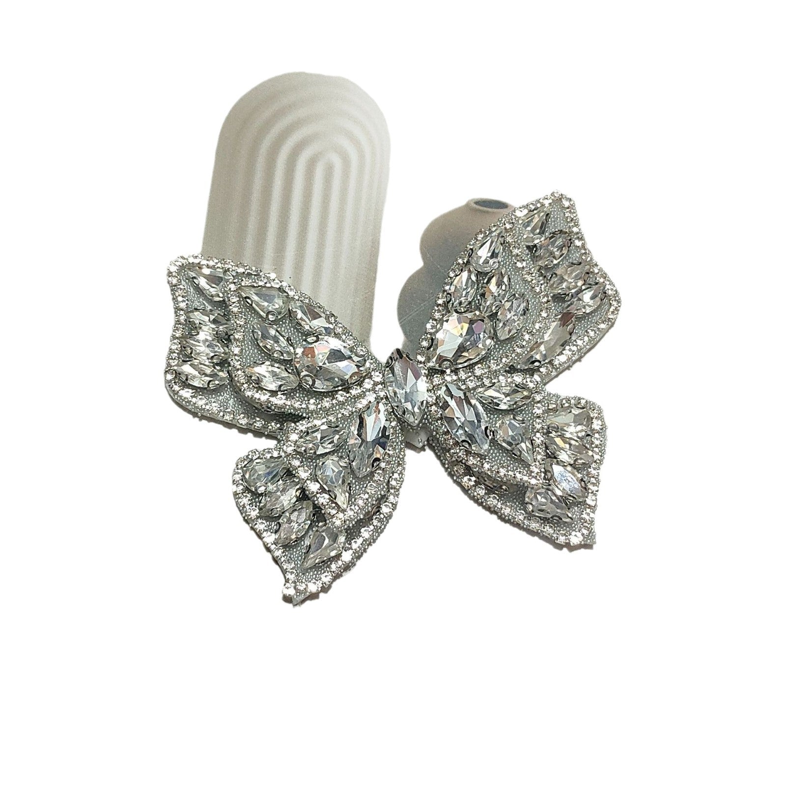 Silver Rhinestone Butterfly Shoe Clip Självhäftande Applikation 5 Pack