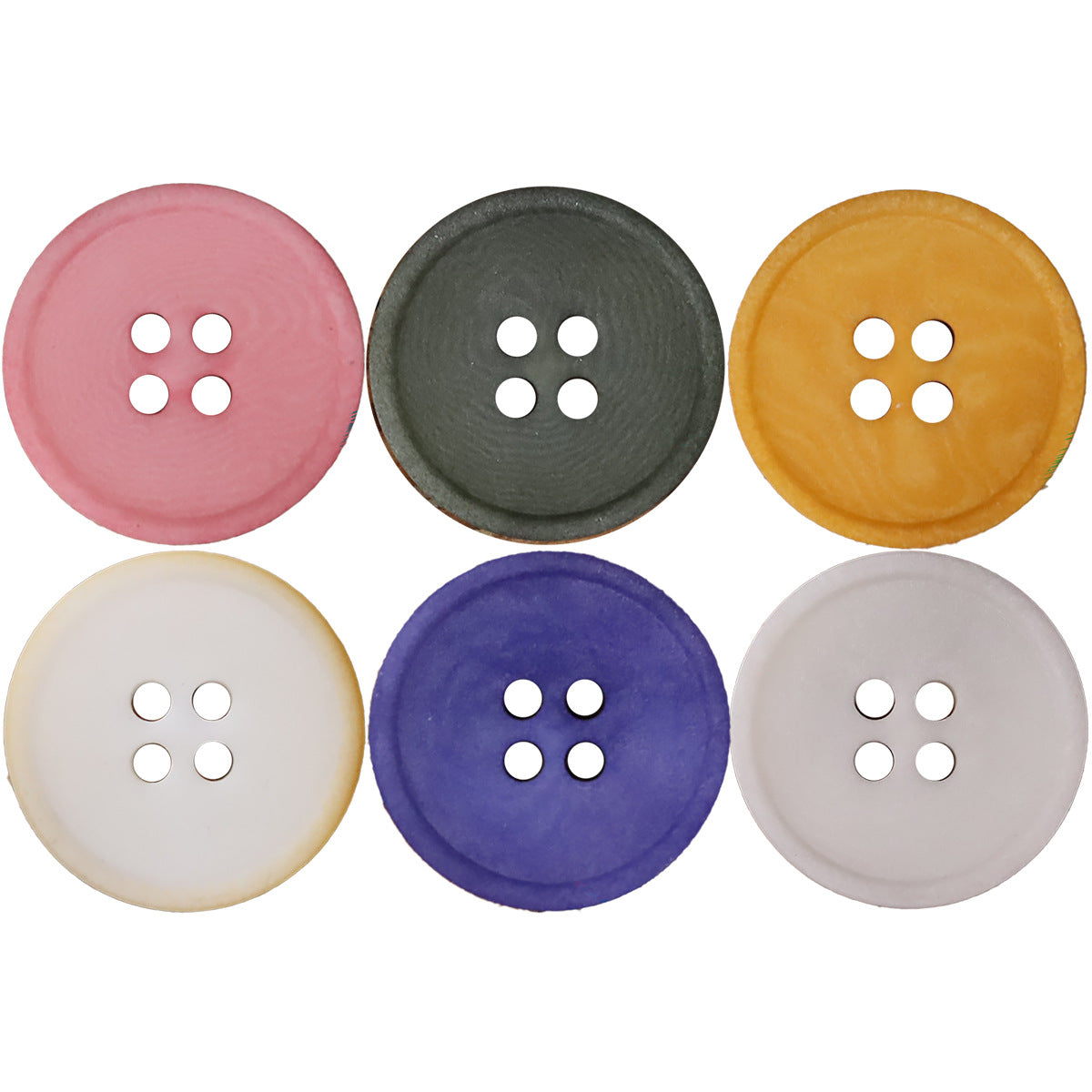Colorful Natural Nut Round 4-Hole Matte Frosted Buttons – Set of 20
