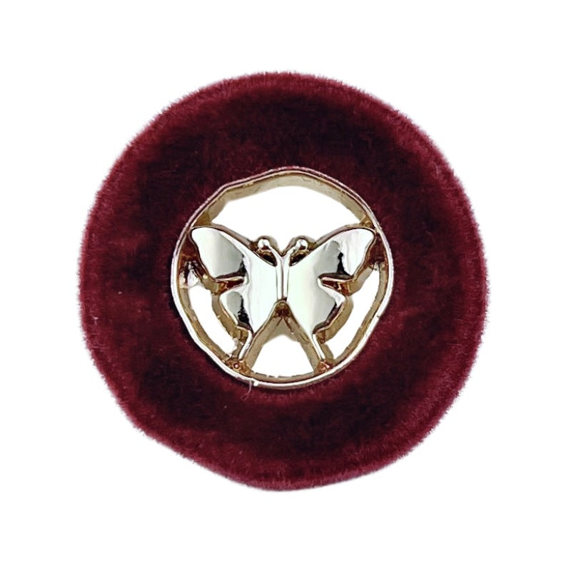 18/23mm Hollow Rolled Edge Butterfly Flocked Metal Button 12pcs
