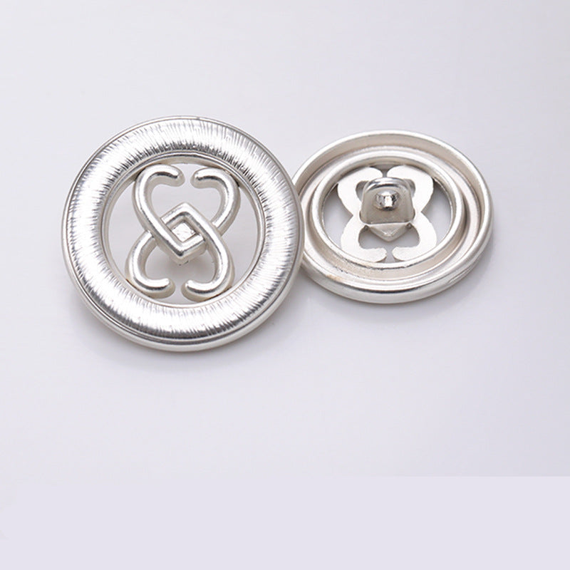 Round Double Heart Hollow Cutout Metal Shank Buttons – 20Pcs