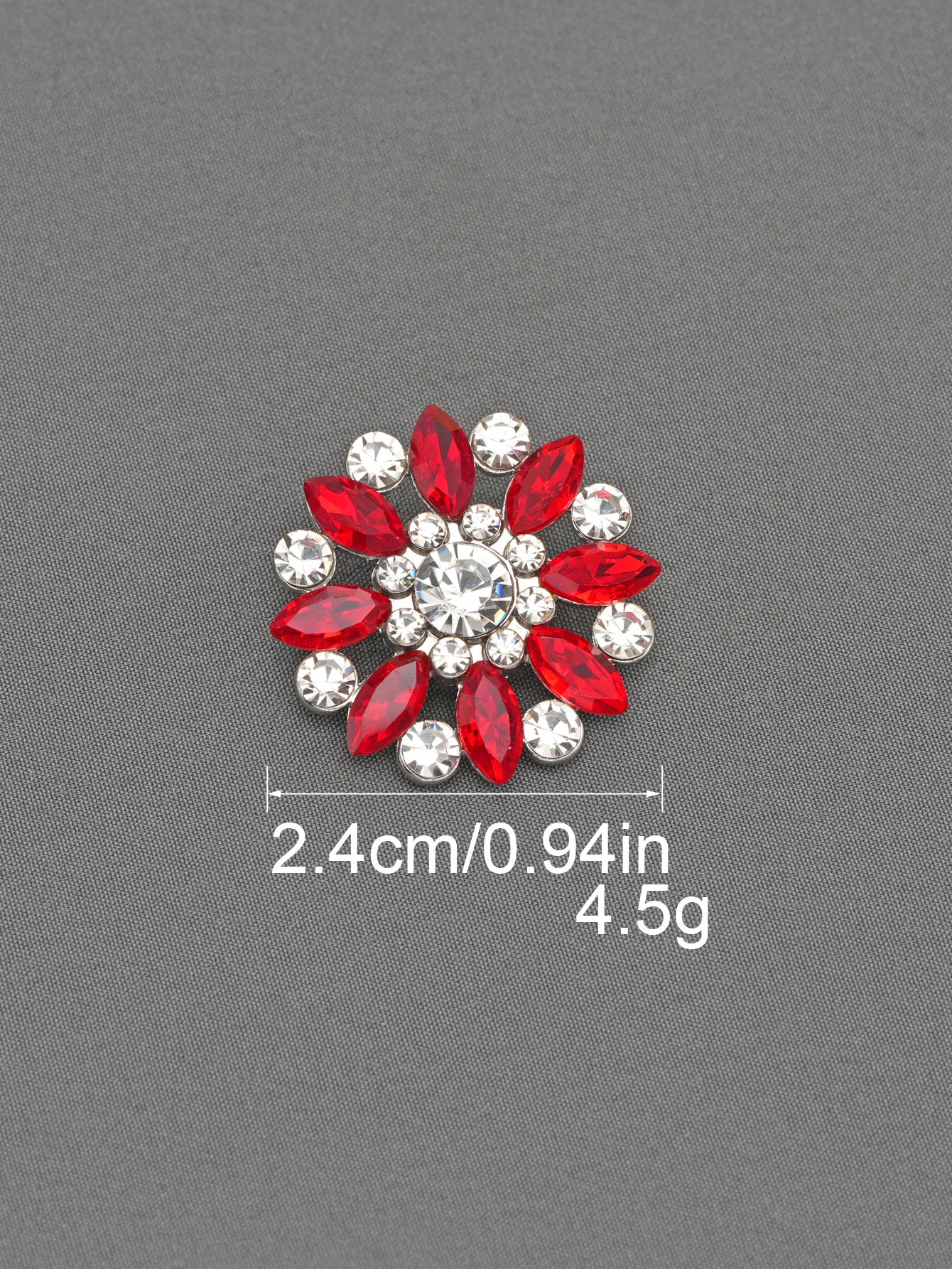 Crystal Flower Rhinestone Zinc Alloy + Glass Shank Buttons 6 Pack
