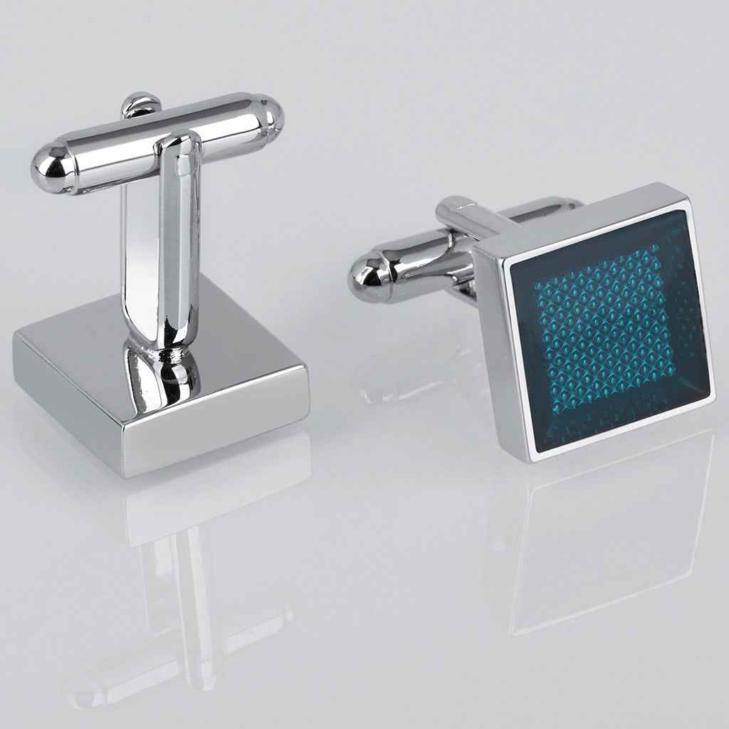 Square Transparent Blue Resin Cufflinks