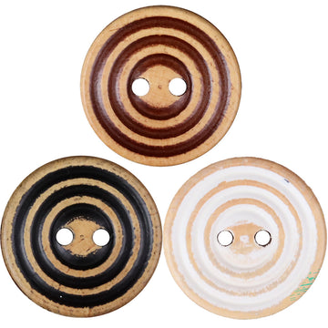Vintage Wood Double-Ring Round 2-Hole Buttons 30pcs for Children's Clothing
