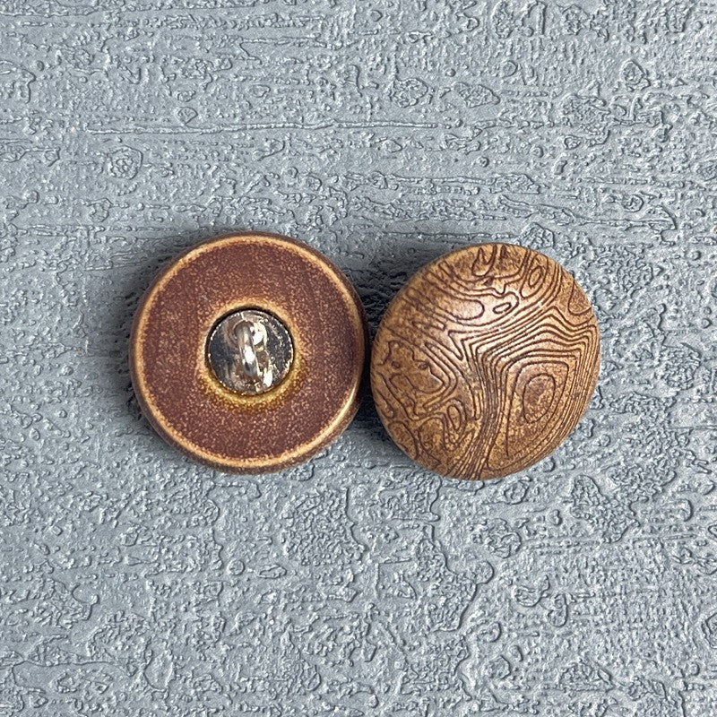 Vintage Mushroom Grain Natural Wood Round Shank Buttons 30PCS