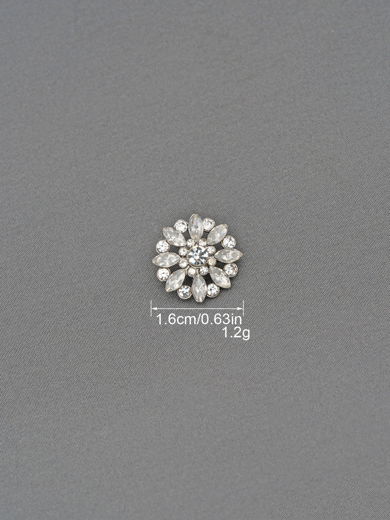 Crystal Flower Rhinestone Zinc Alloy + Glass Shank Buttons 6 Pack