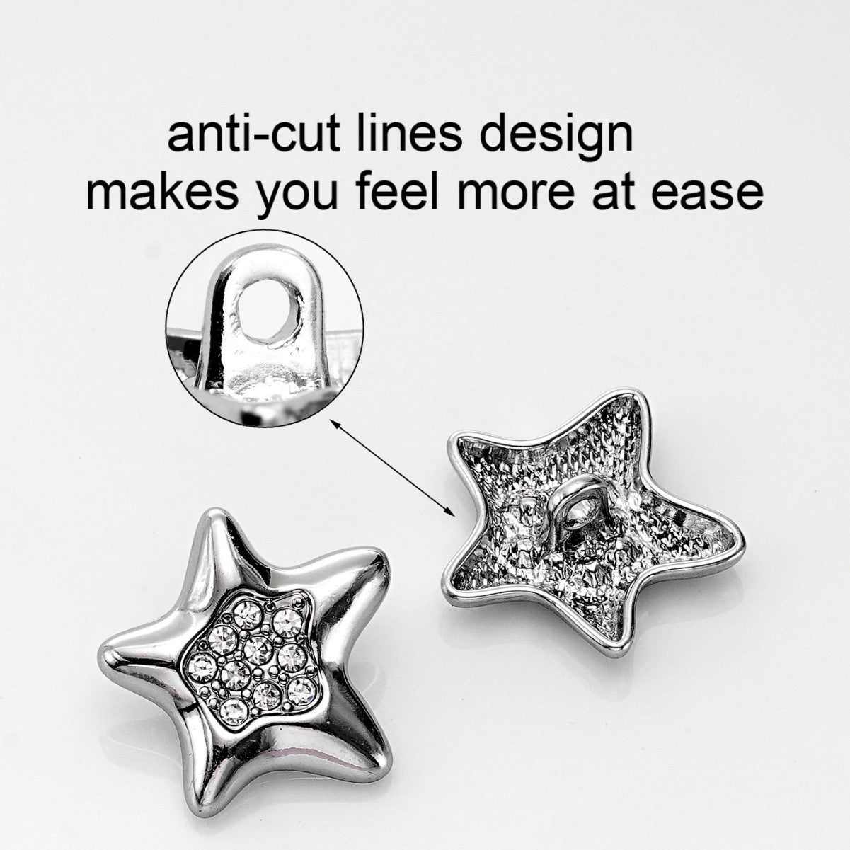 Rhinestone Star-Shaped Metal Shank Buttons for Coats Hats Shoes 20pcs