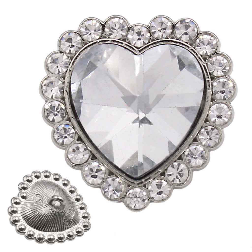Exquisite Heart-Shaped  Crystal Rhinestone Metal Sewing Buttons 20pcs