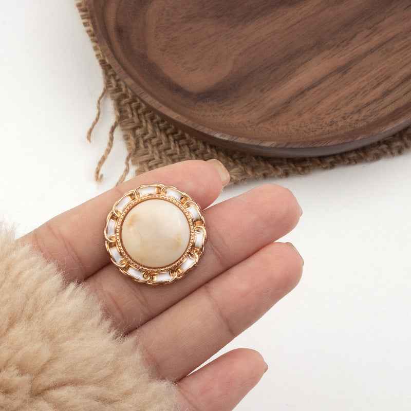 Black Grey Beige Resin Metal Combination Shank Buttons 30pcs