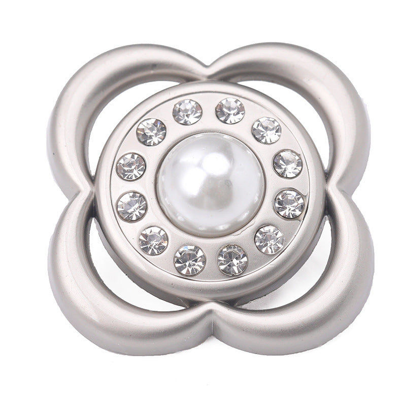 Flower Pearl & Rhinestone Metal Shank Buttons 20-Pack
