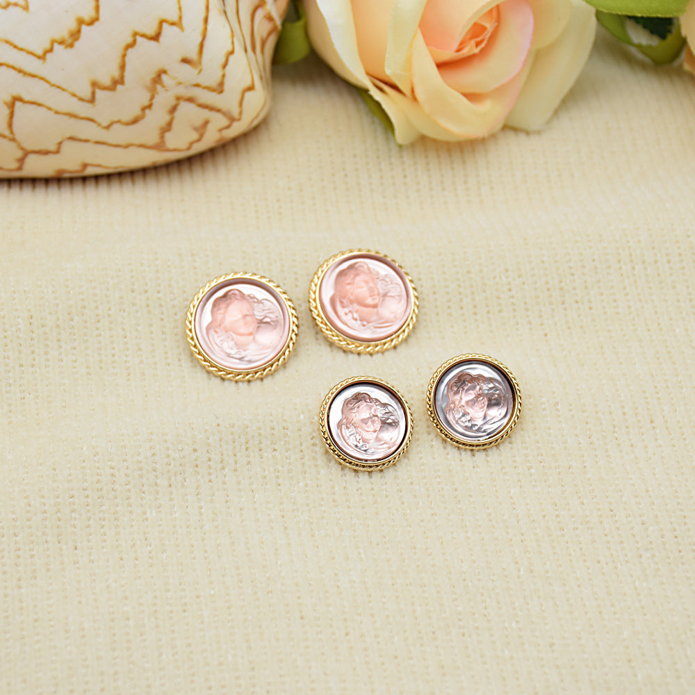 Classic Lady Portrait Resin Metal Buttons – 20-Piece (18mm/22mm)