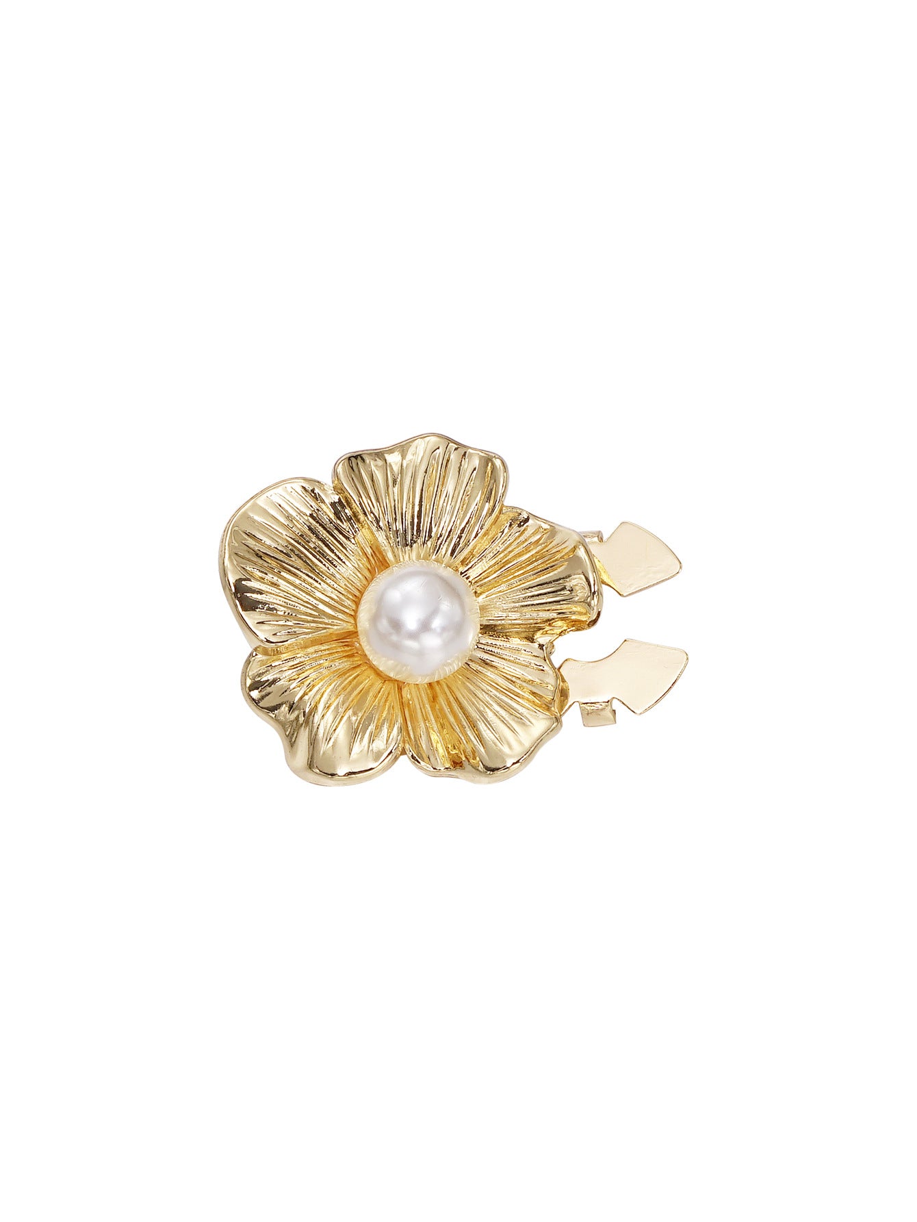 25mm Flower-Shaped Zinc Alloy Pearl Detachable Clamp Buttons 6 Pack