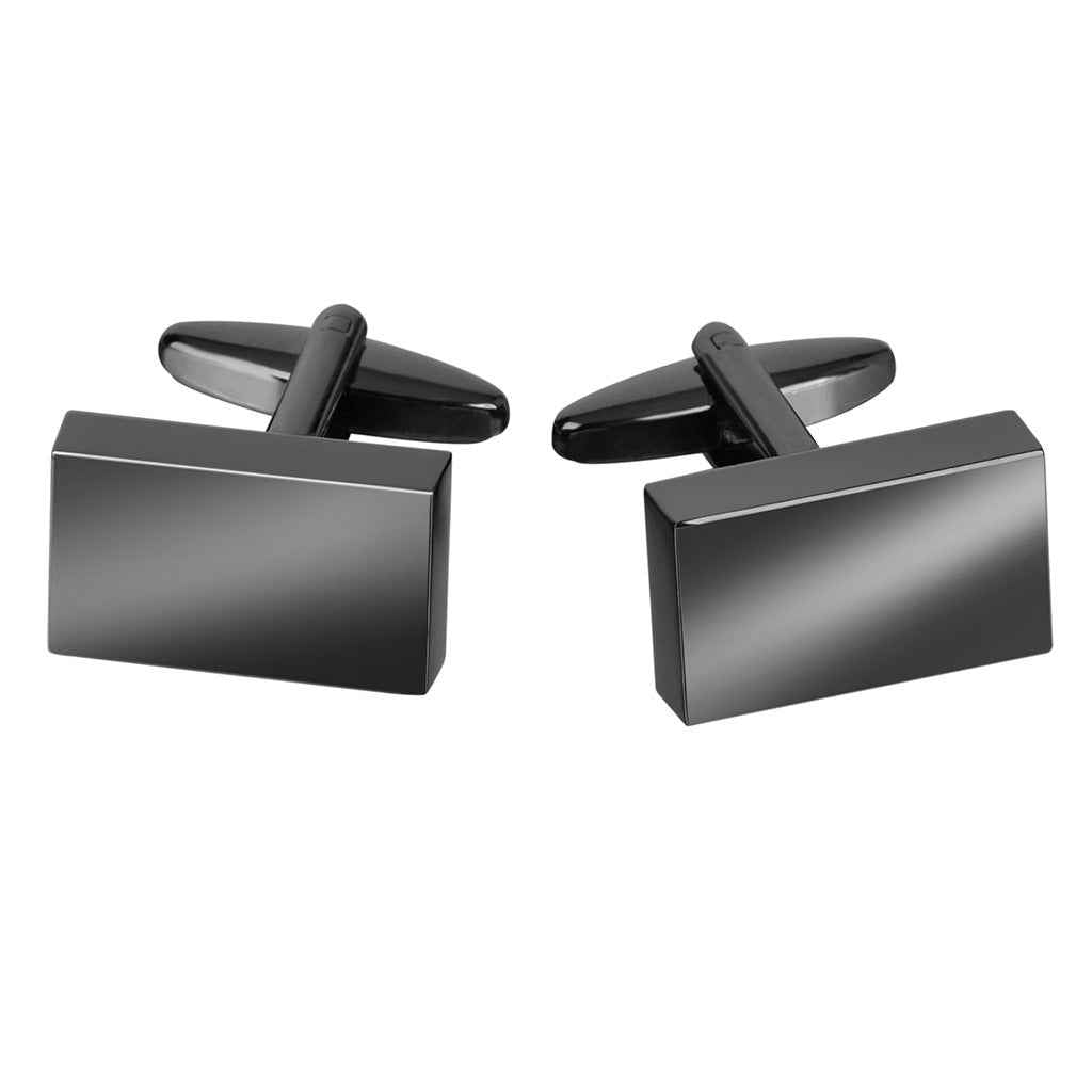 Rectangle Gold Silver Gunmetal Cuff Links for Men