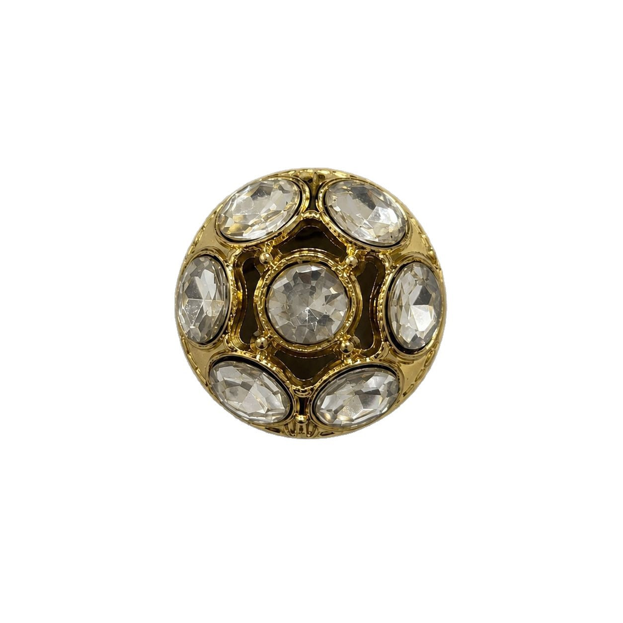 Gold Domed Hollow Rhinestone Metal Shank Buttons – 12pcs