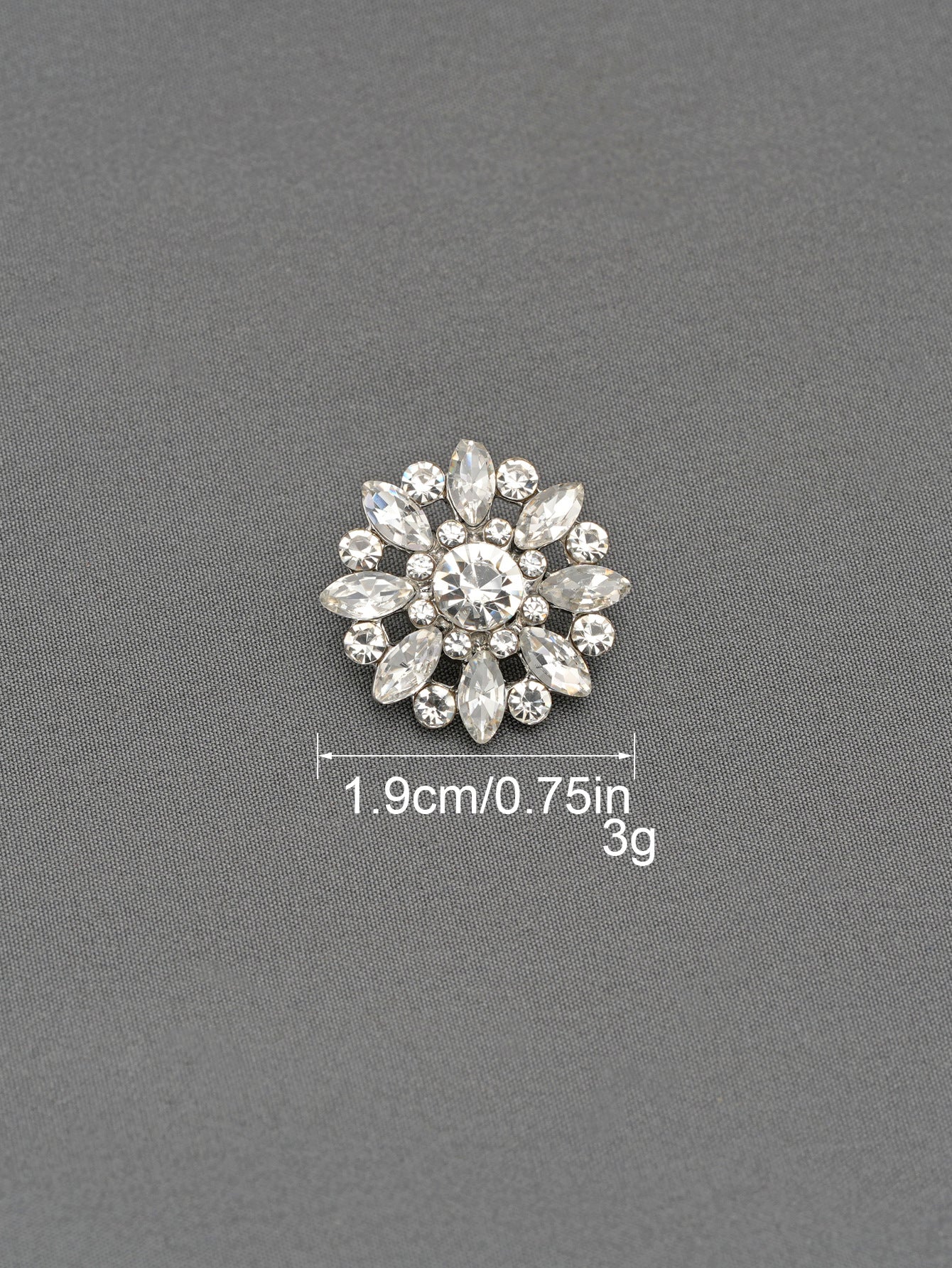 Crystal Flower Rhinestone Zinc Alloy + Glass Shank Buttons 6 Pack