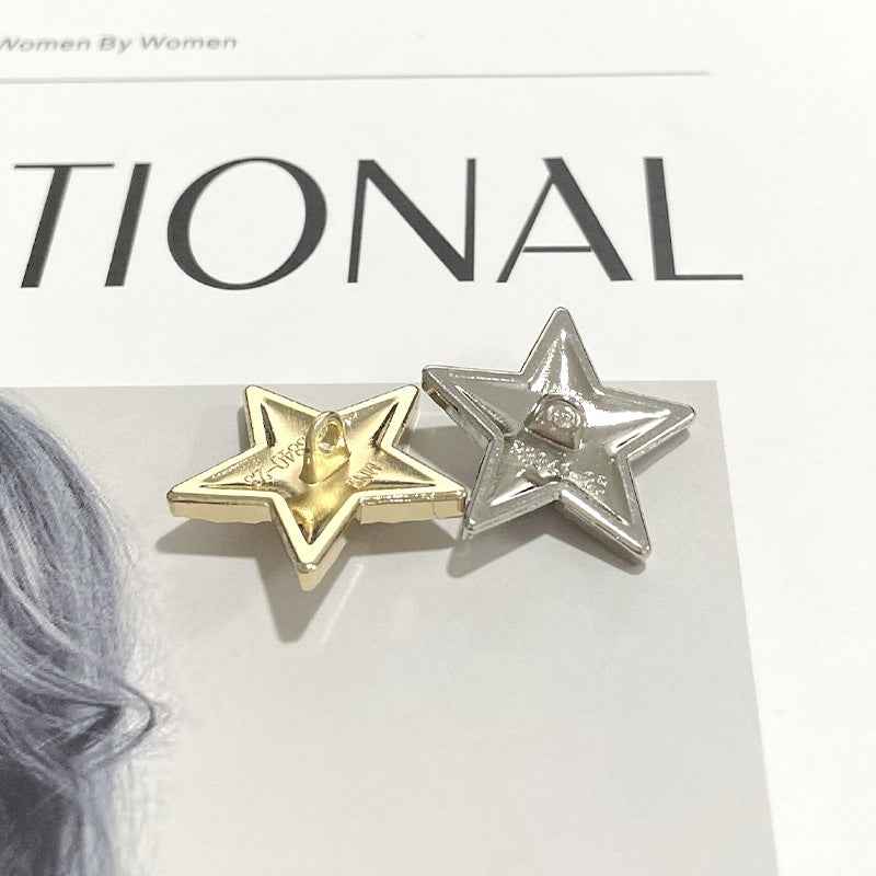 Gold & Silver Wavy Star Metal Shank Buttons with Pearl Accents 48PCS