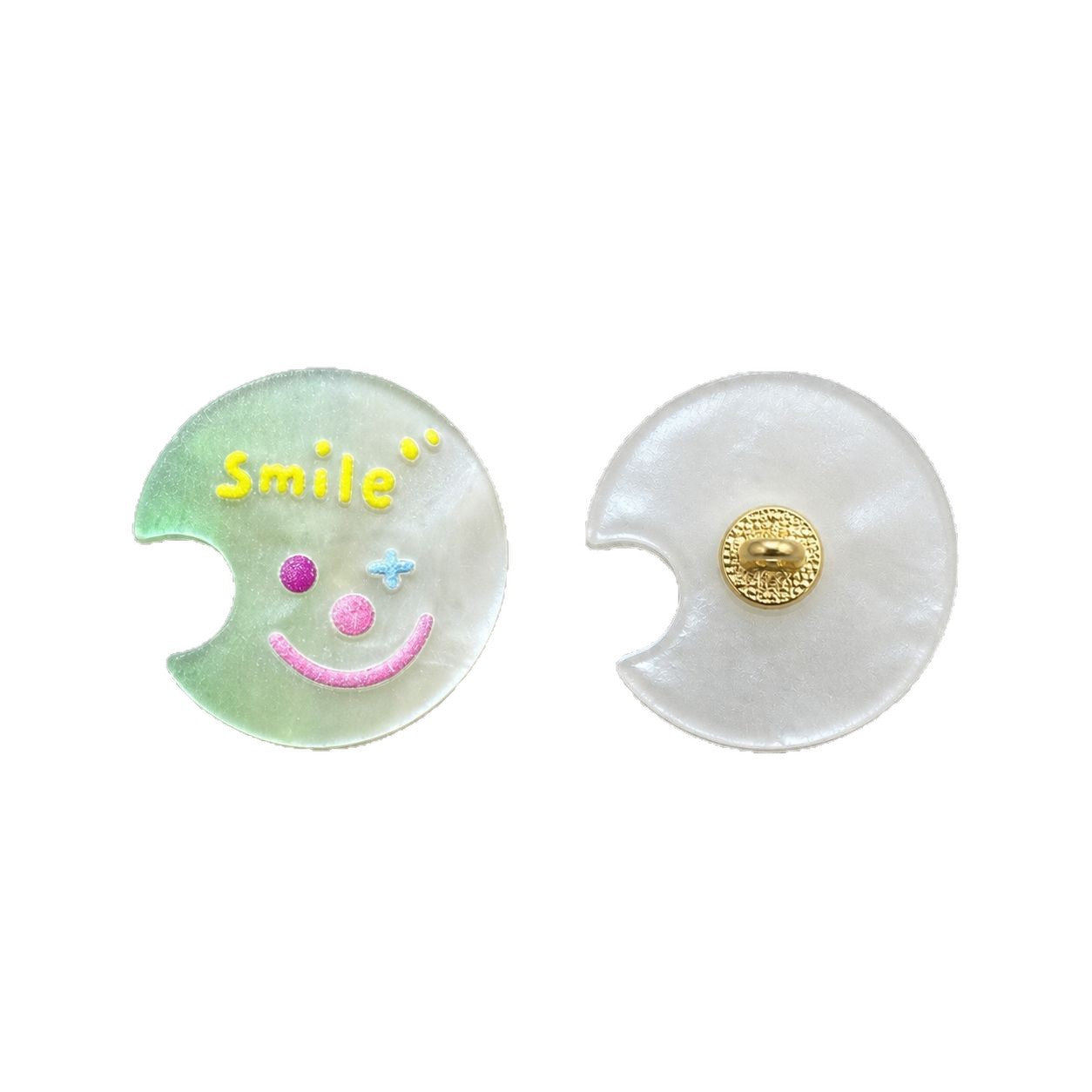 17mm Moon-Shaped Smiley Clown Resin Shank Buttons – 20pcs