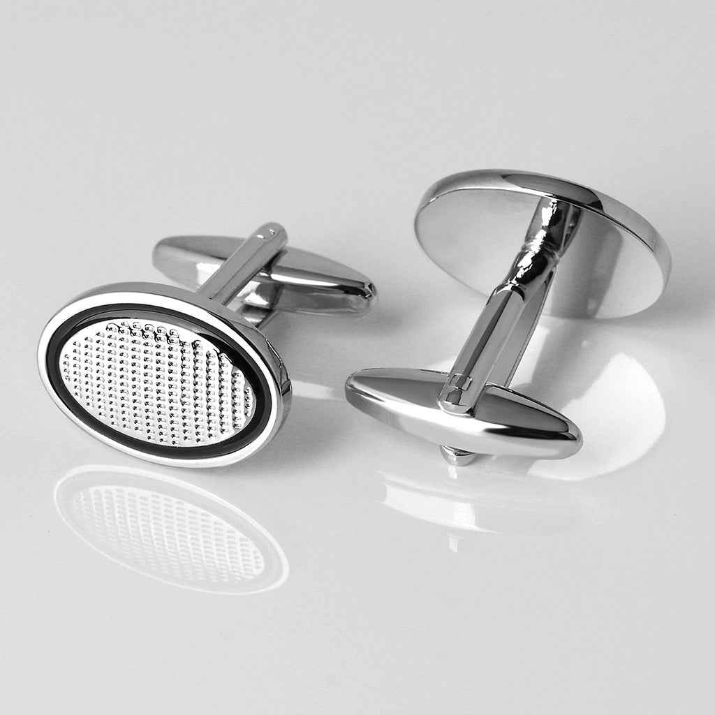 Black Oil-Drop Oval Cufflinks for Men