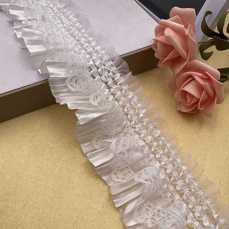 7.5cm Spandex Satin Lace Ruffle Trim for Lolita Dresses – 10 Yards