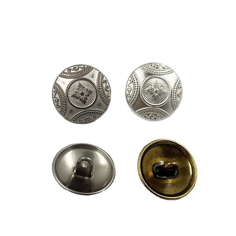 15mm 18mm Chinese Vintage Flower Pattern Metal Shank Buttons 50pcs