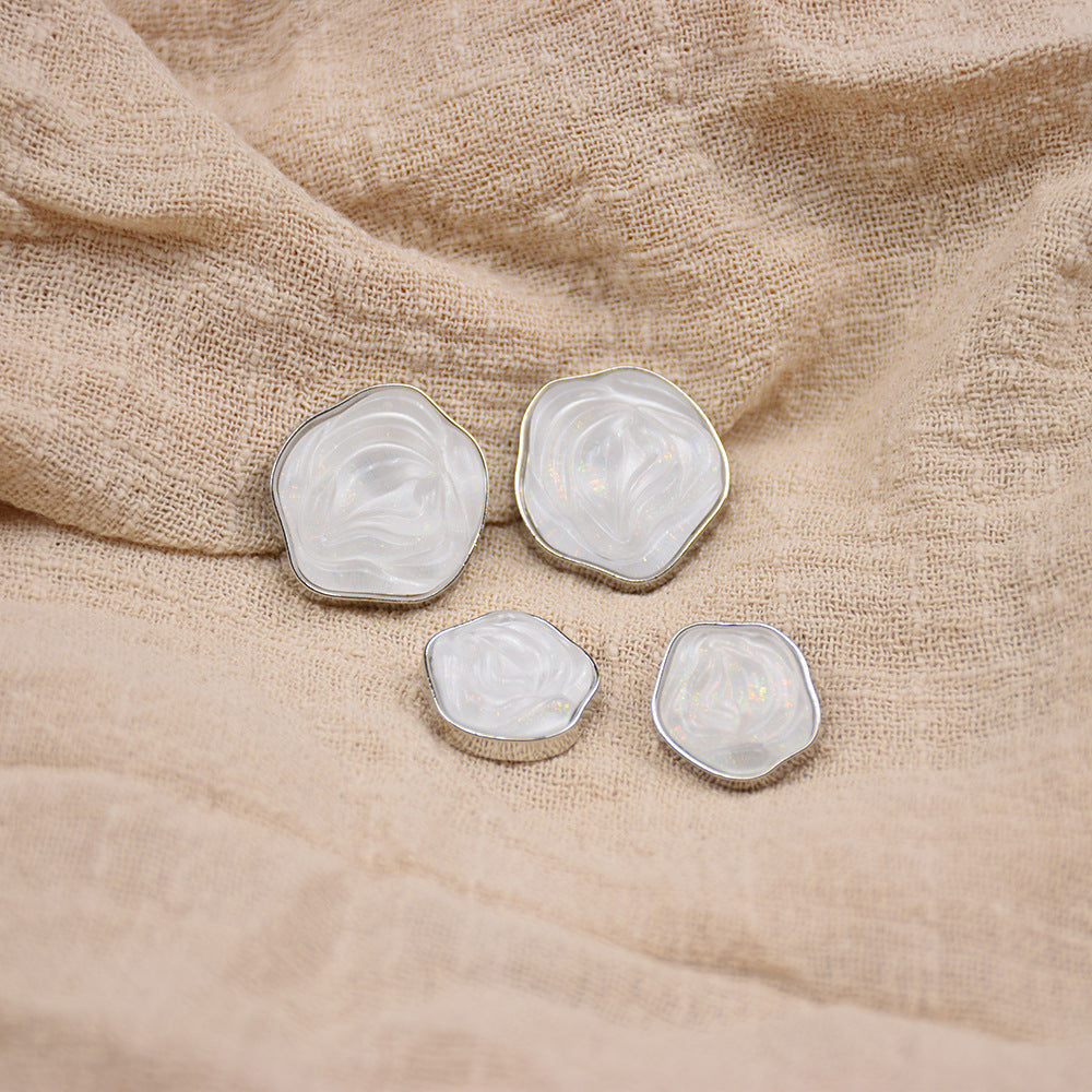 Floral Mosaic Transparent Floral Resin Metal Buttons 20-Pack