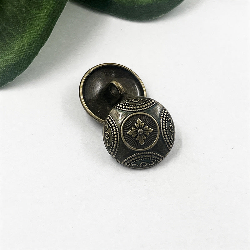 15mm 18mm Chinese Vintage Flower Pattern Metal Shank Buttons 50pcs