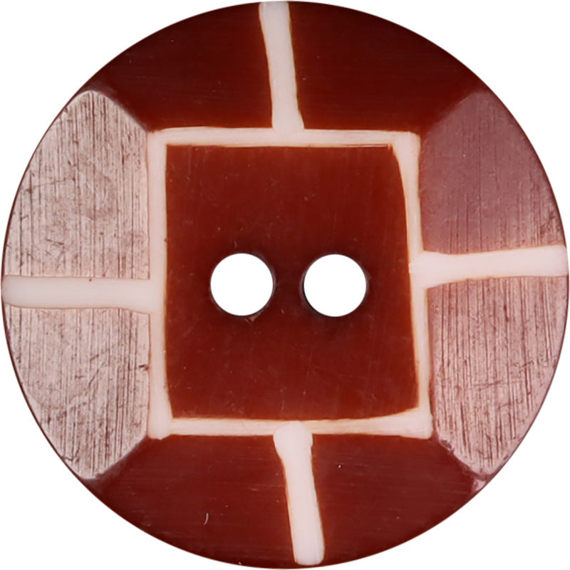 Red Natural Buffalo Horn Buttons 25mm (40L) Round 2-Hole Irregular Texture – Set of 2