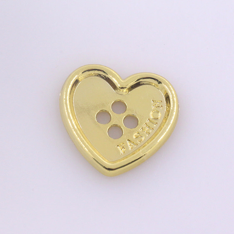Heart Shaped Metal Buttons Four Holes for Clothing Knitwear 96 Pack