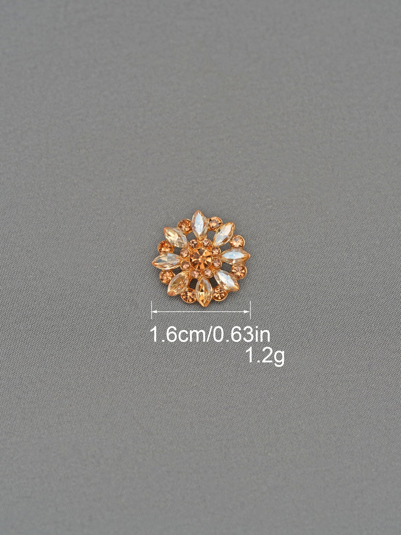 Crystal Flower Rhinestone Zinc Alloy + Glass Shank Buttons 6 Pack