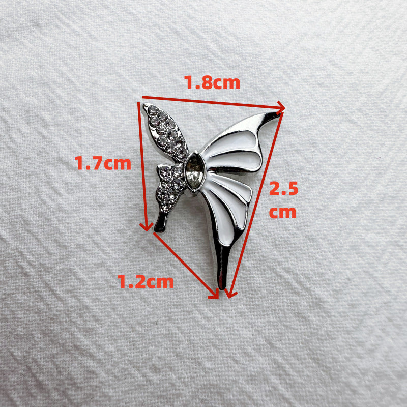 25mm Gold-Black Silver-White Diamond Butterfly Metal Buttons 12 Pack