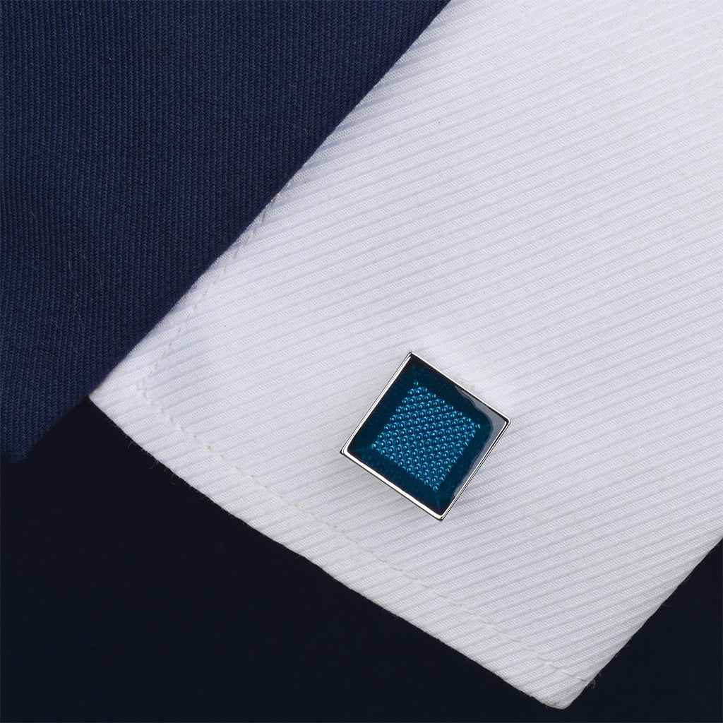 Square Transparent Blue Resin Cufflinks