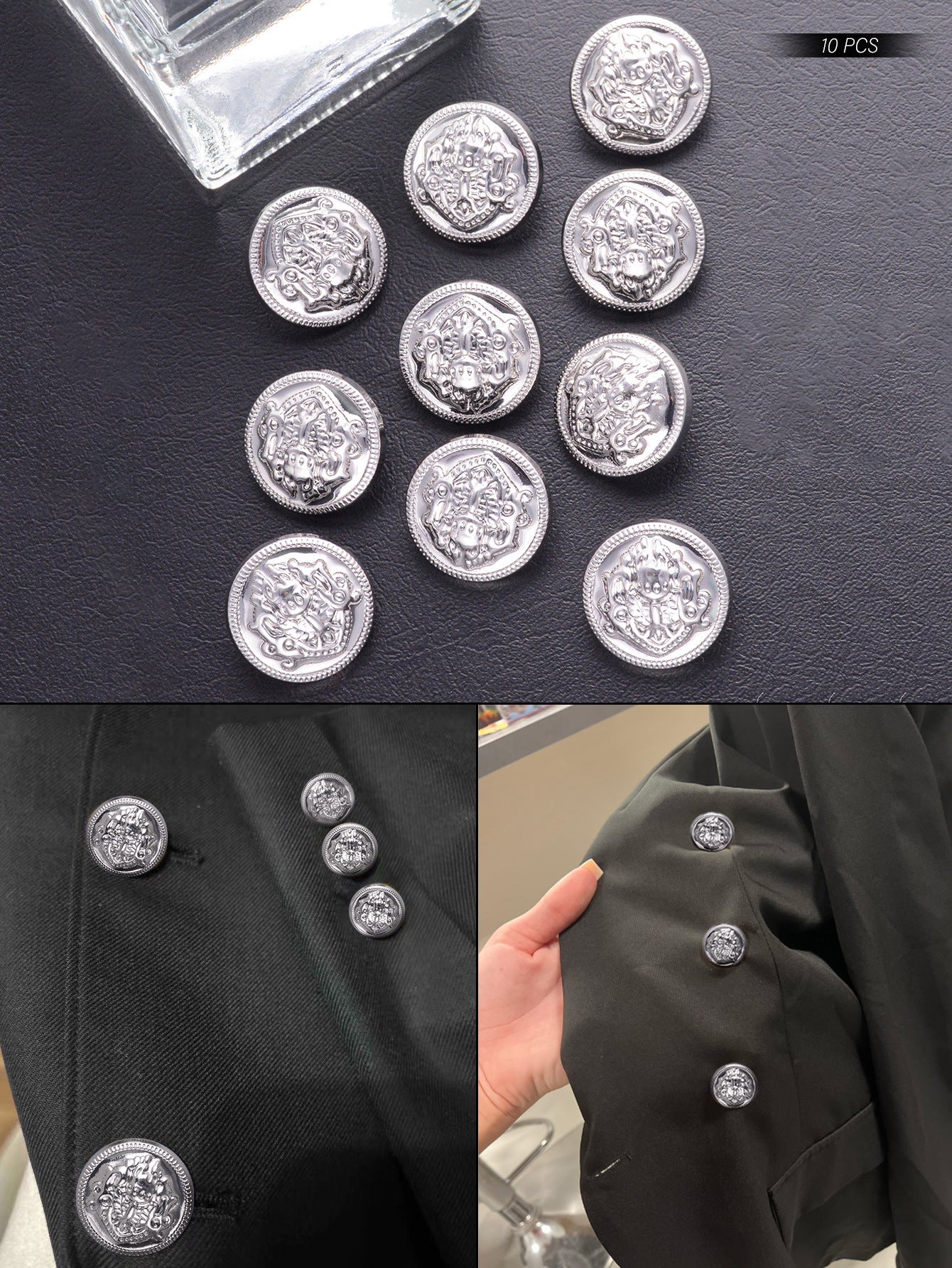 British Style Embossed Decorative Metal Shank Buttons 30pcs Mixed Size