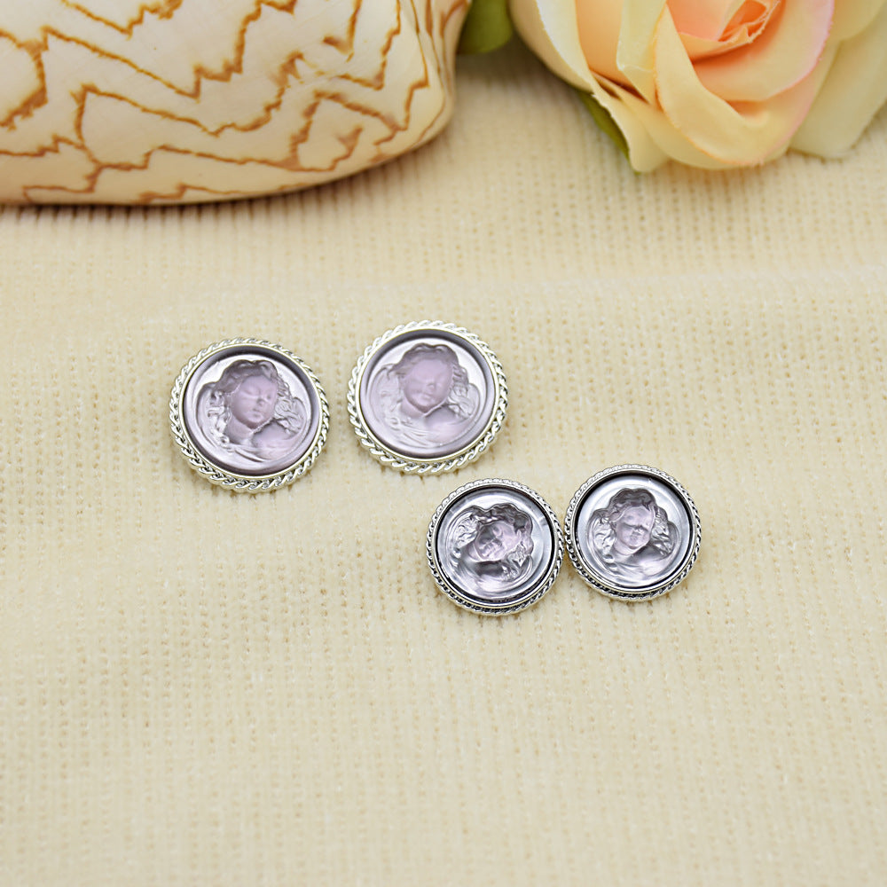 Classic Lady Portrait Resin Metal Buttons – 20-Piece (18mm/22mm)