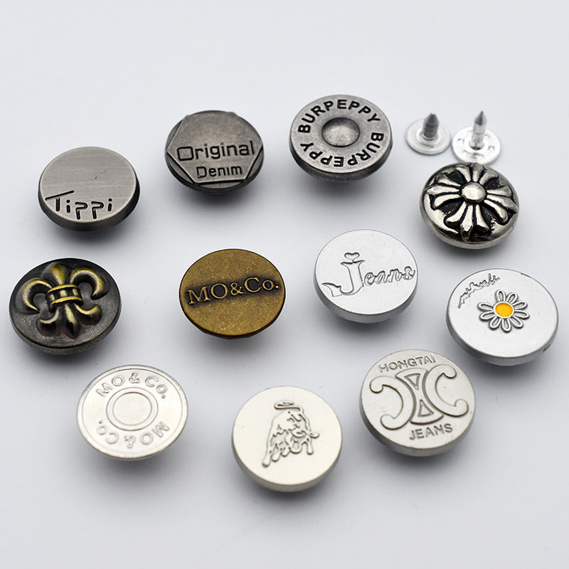 Hollow Round Metal Shank Stud Buttons for Denim Clothing 21 Pack