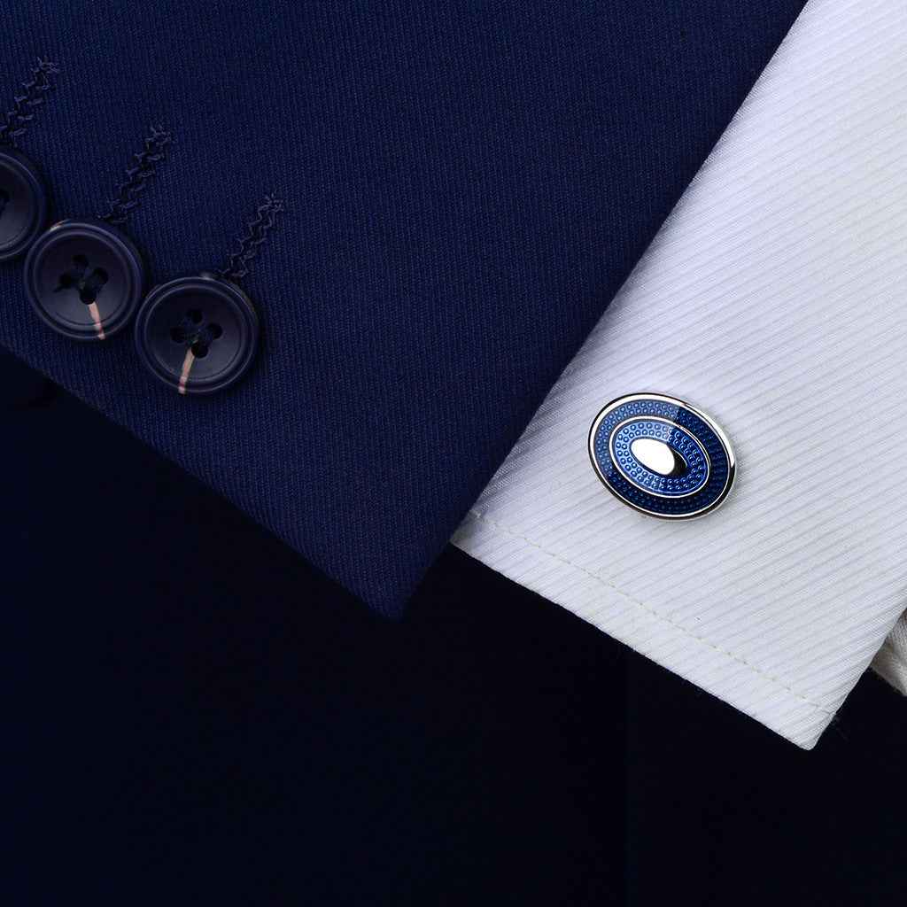 19x15mm Oval Blue Resin Cufflinks