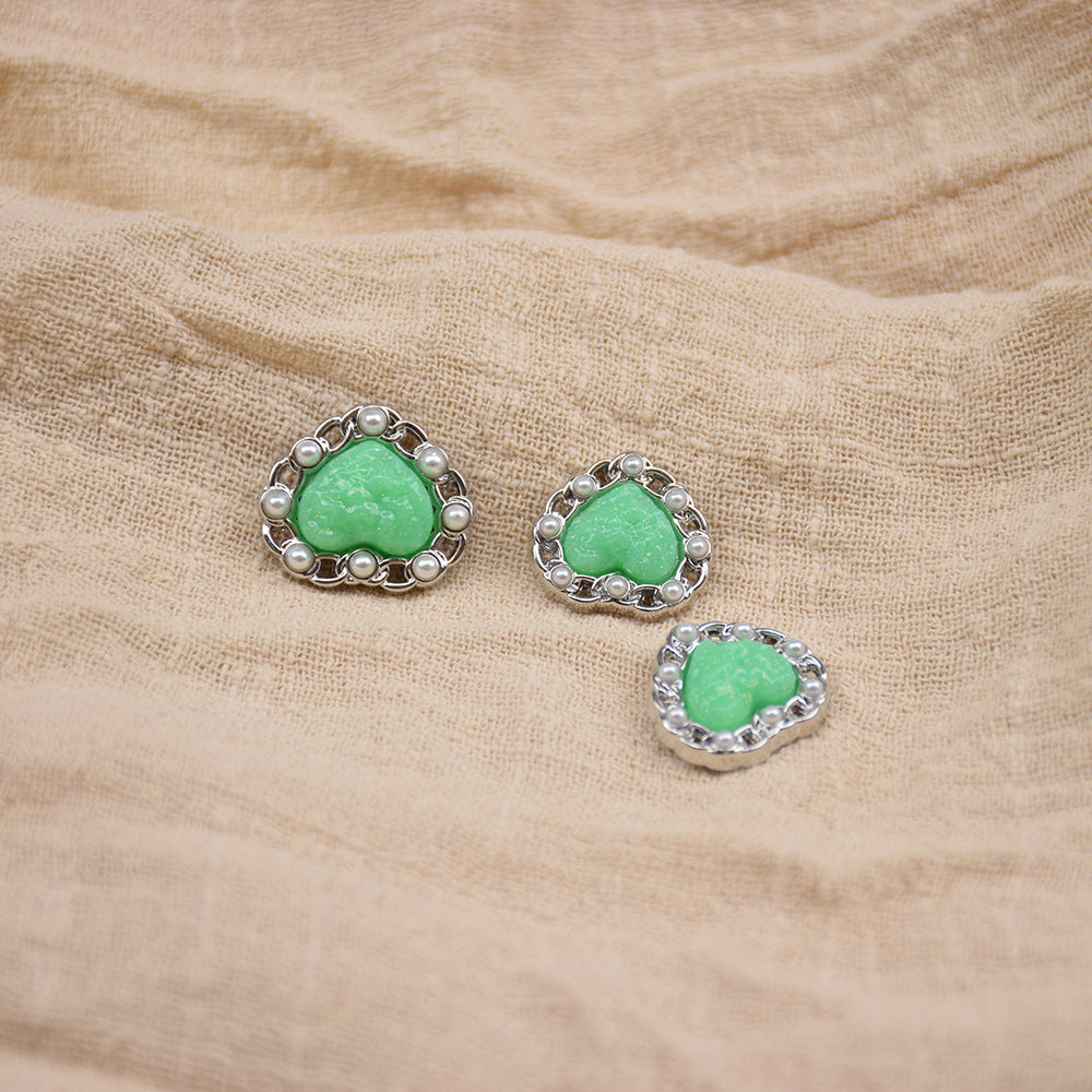 20mm/23mm Vintage Heart-Shaped Resin Metal Buttons 10pcs