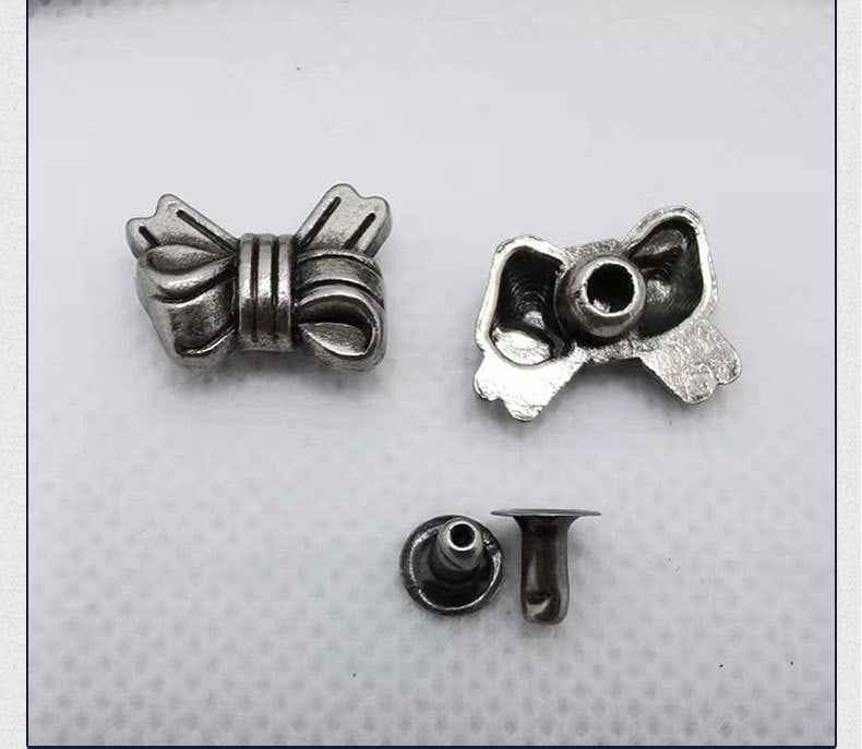 Vintage Punk Floral Scroll Bow Rivets Ornate Metal Studs 30 Pack