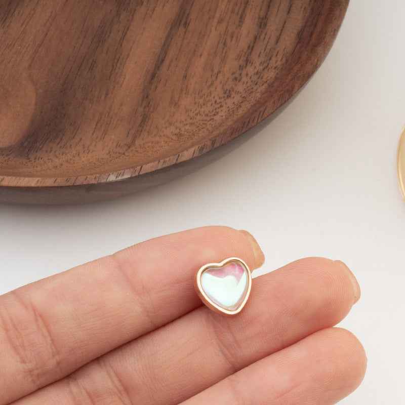 10mm Heart Shaped Buttons with Gold Edge Iridescent Finish 30pcs