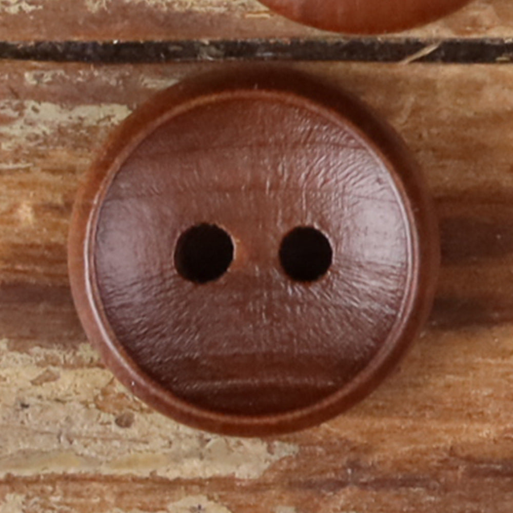 Brown Natural Wood Bowl-Shape 2-Hole Buttons – Set of 30