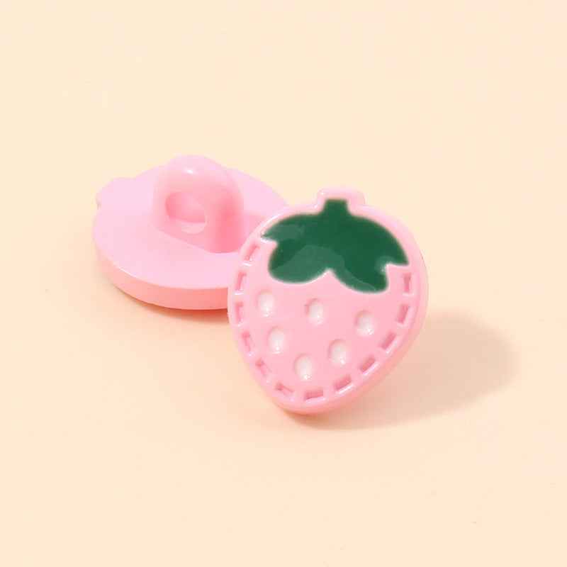 Baby Colorful Strawberry Shaped Plastic Shank Buttons 70 Pack