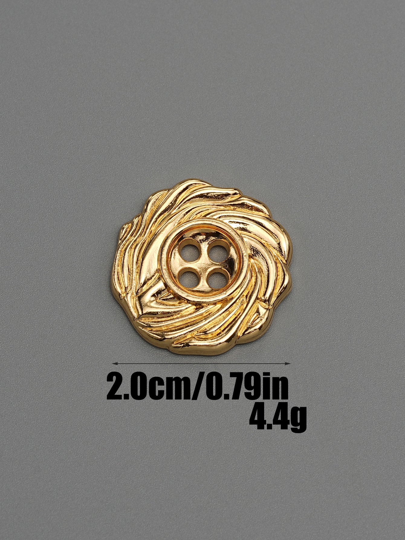 20mm Gold Silver Spiral Design 4-Hole Metal Buttons 15-Piece