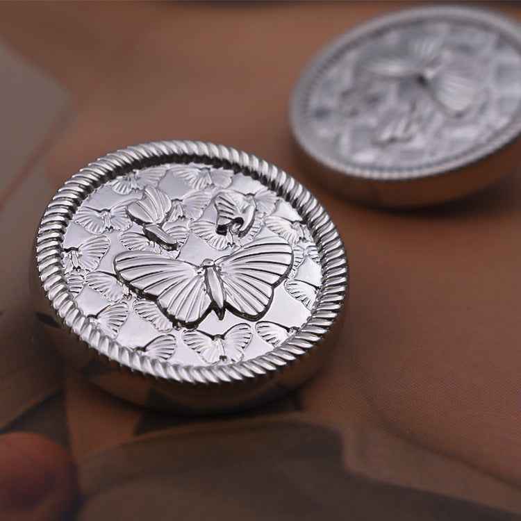 Round Vintage 3D Butterfly Embossed Metal Buttons 20pcs