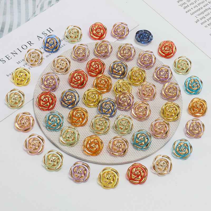 12.5mm Acrylic Candy Color Rose Buttons for Kids' Sweaters 100 Pack