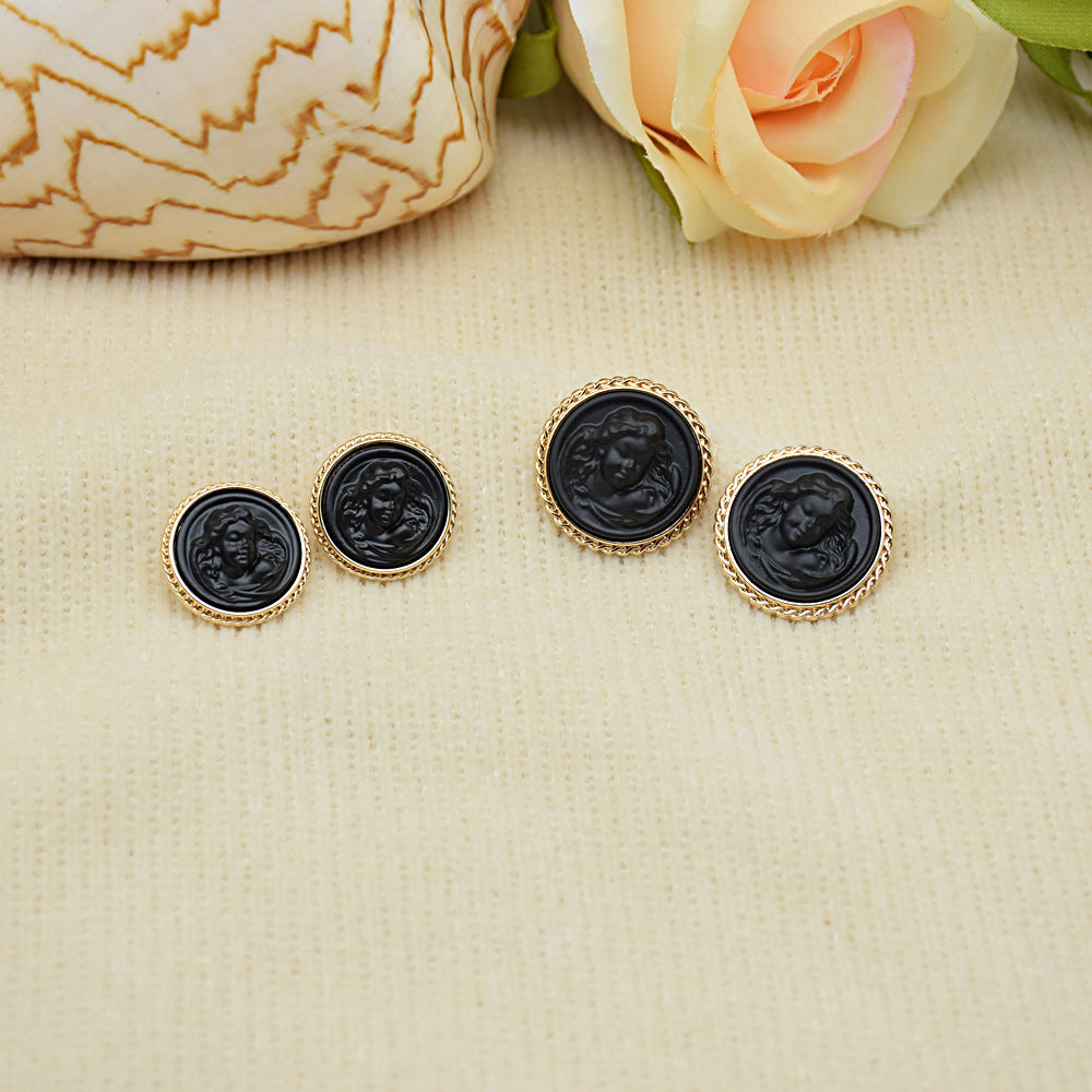 Classic Lady Portrait Resin Metal Buttons – 20-Piece (18mm/22mm)