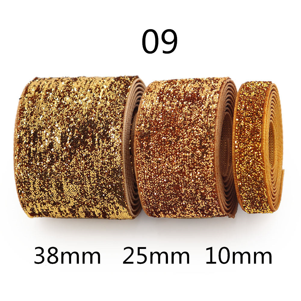 10/25/38mm Gradiens Chenille Szalag Csillogással 3 Méret Csomag